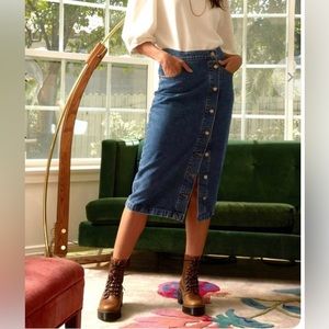 Etica Kyla Side-Slit Denim Skirt